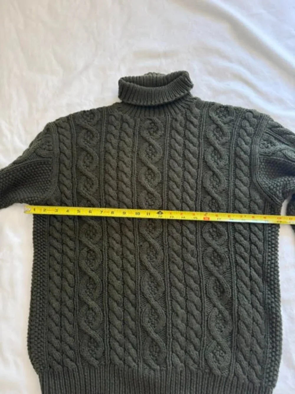 VTG 90s Polo Ralph Lauren Hand Knit Heavy Cotton Cable Turtleneck Sweater L